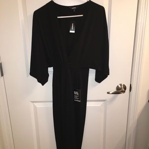 Kimono Sleeve Wrap Front Midi Dress